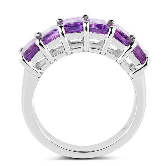 3.30 ctw Amethyst Bar Ring Octagon Cut
Baguette Band Sterling Silver Ring 8.5 - Picture 2 of 3